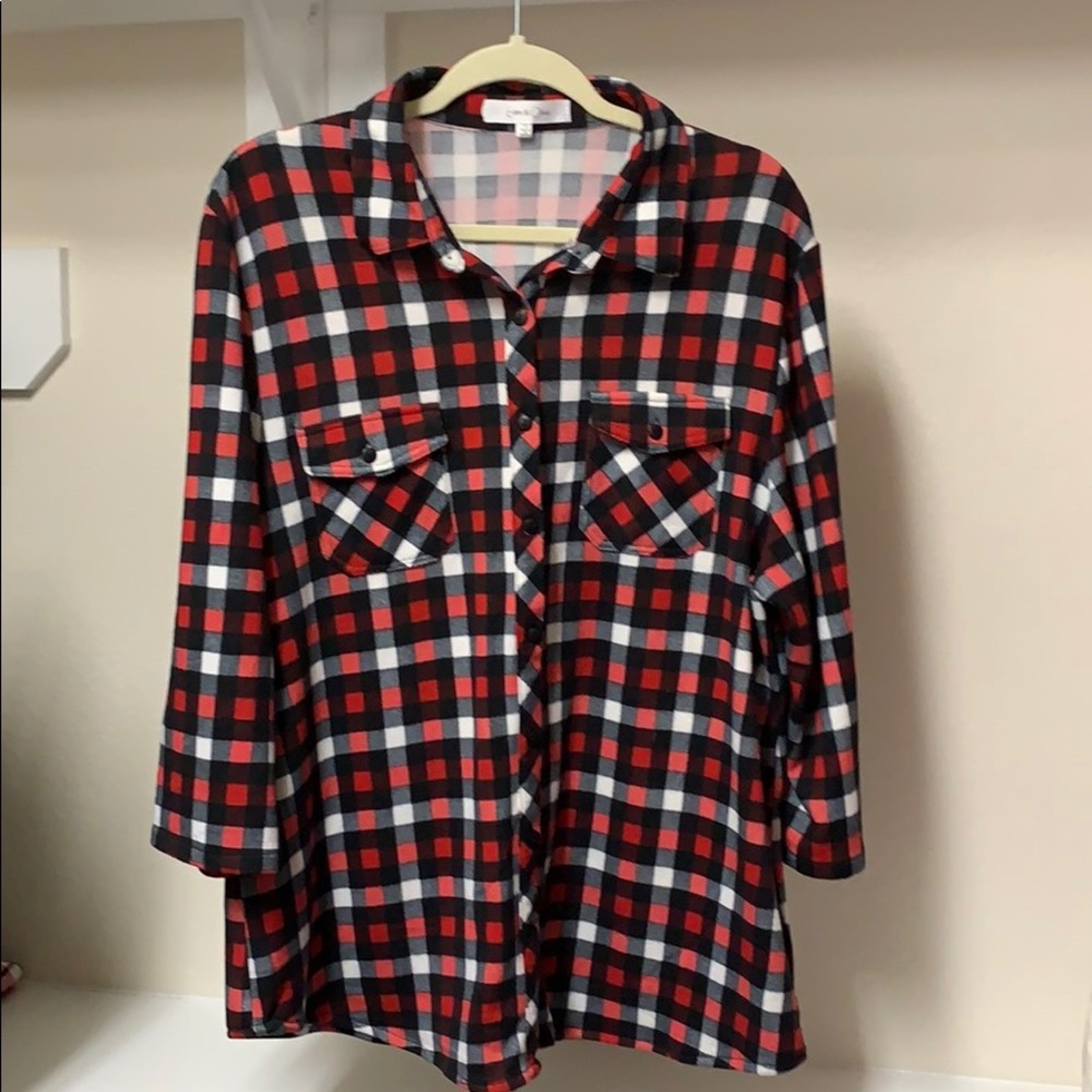 Eden and Olivia 3/4 length flannel shirt
